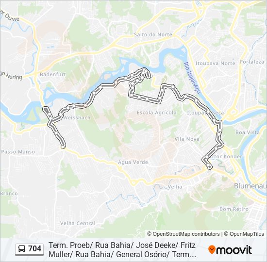 Mapa de 704 de autobús