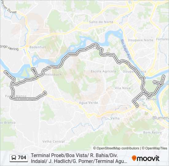 Mapa da linha 704 de ônibus