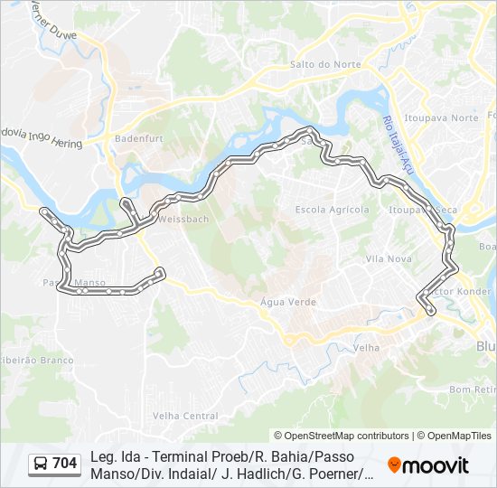 Mapa da linha 704 de ônibus