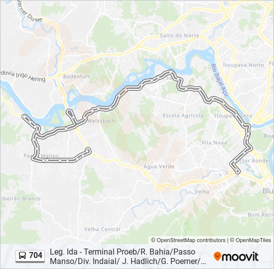 Mapa de 704 de autobús