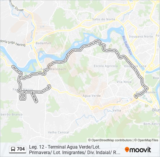 Mapa de 704 de autobús