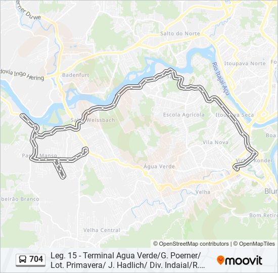 Mapa da linha 704 de ônibus
