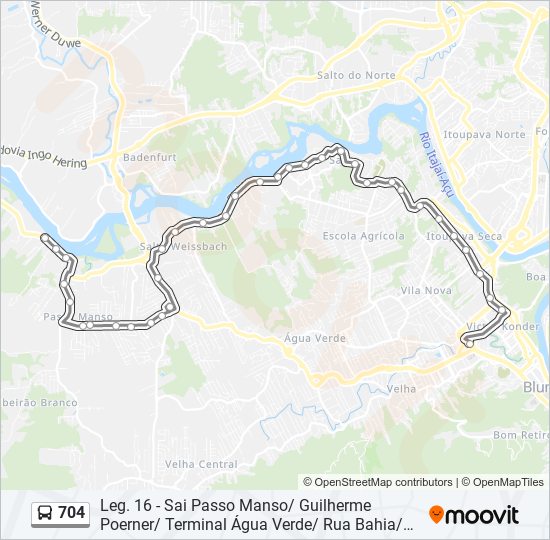 Mapa da linha 704 de ônibus