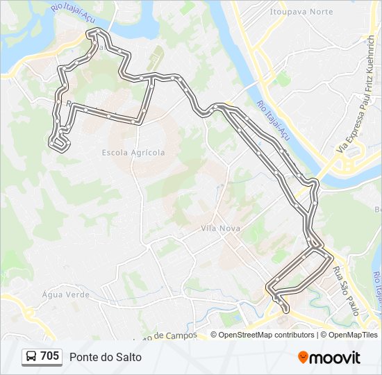 Mapa da linha 705 de ônibus