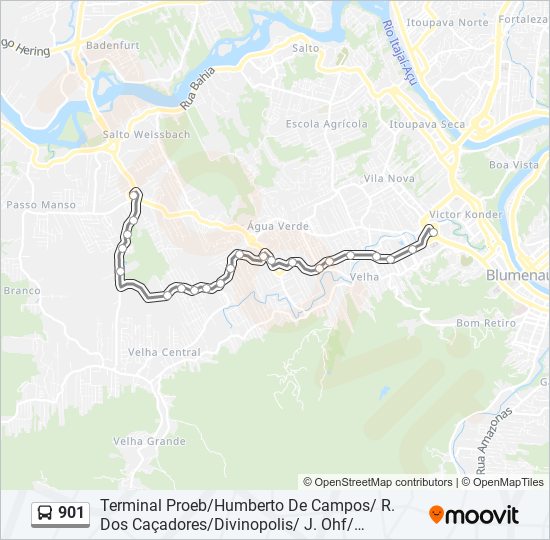 Mapa de 901 de autobús