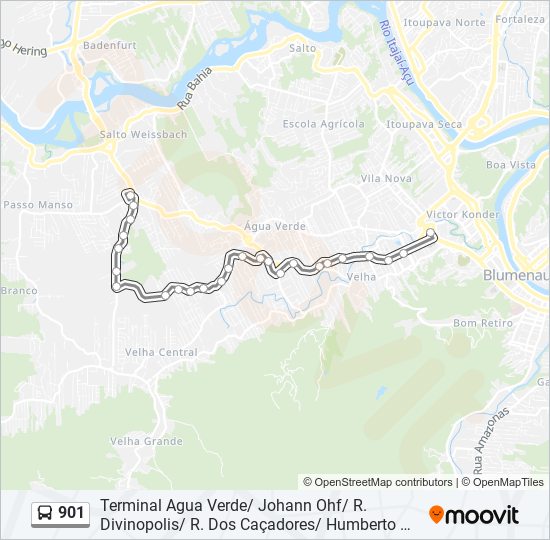 Mapa da linha 901 de ônibus