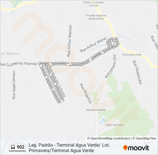 Mapa da linha 902 de ônibus