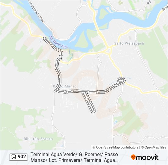 Mapa da linha 902 de ônibus