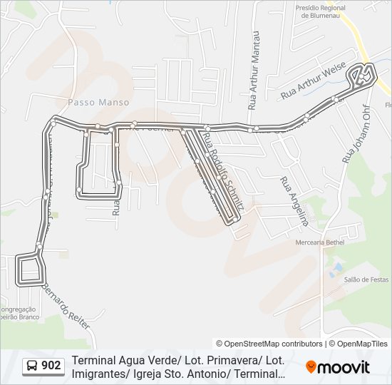 Mapa da linha 902 de ônibus