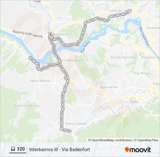 Mapa da linha 320 de ônibus