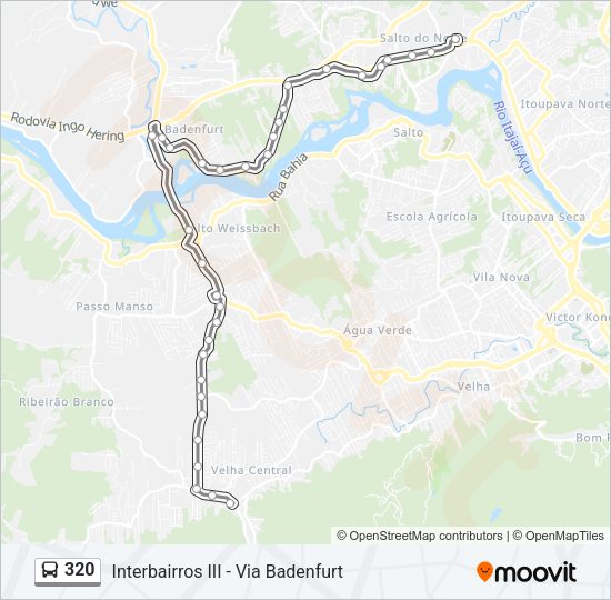 Mapa da linha 320 de ônibus