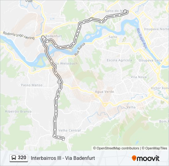 Mapa da linha 320 de ônibus