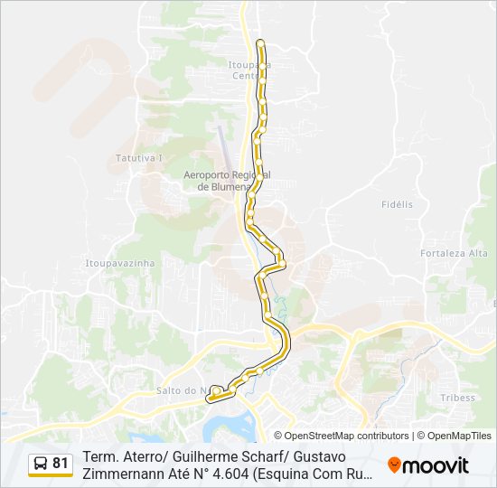 Mapa da linha 81 de ônibus
