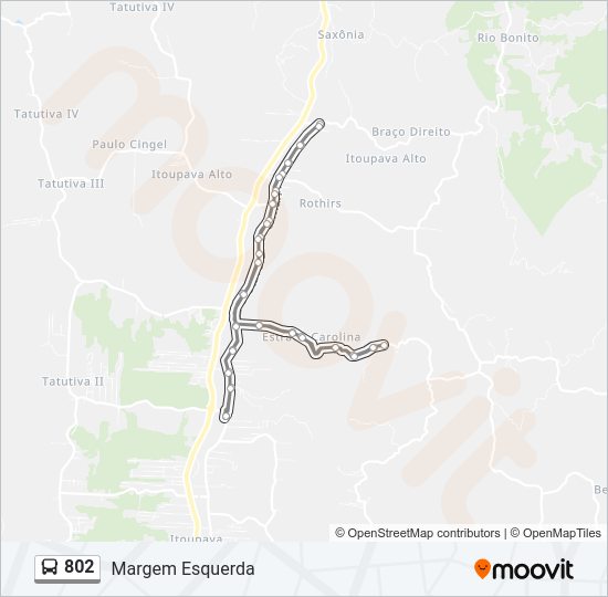 Mapa da linha 802 de ônibus