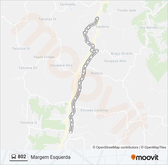 Mapa da linha 802 de ônibus