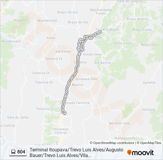 Mapa da linha 804 de ônibus