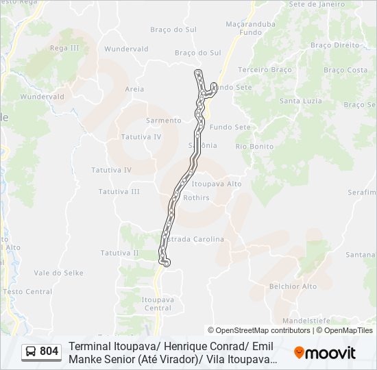 Mapa da linha 804 de ônibus