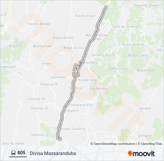 Mapa da linha 805 de ônibus