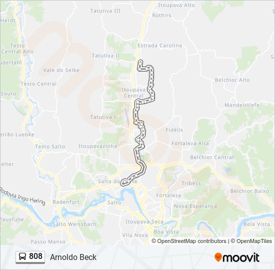 Mapa da linha 808 de ônibus