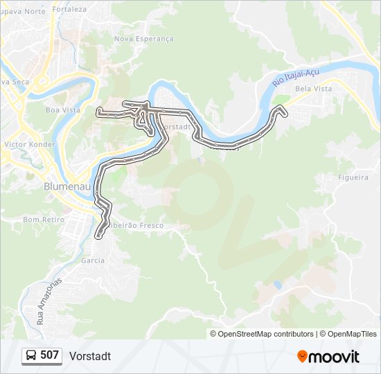 Mapa da linha 507 de ônibus