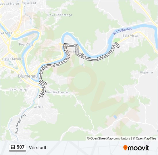 Mapa da linha 507 de ônibus