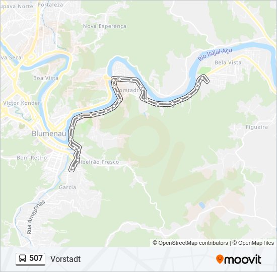 Mapa da linha 507 de ônibus