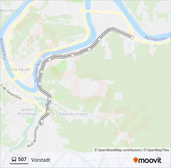 Mapa da linha 507 de ônibus