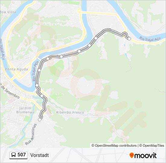 Mapa da linha 507 de ônibus