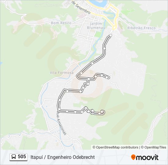 Mapa de 505 de autobús