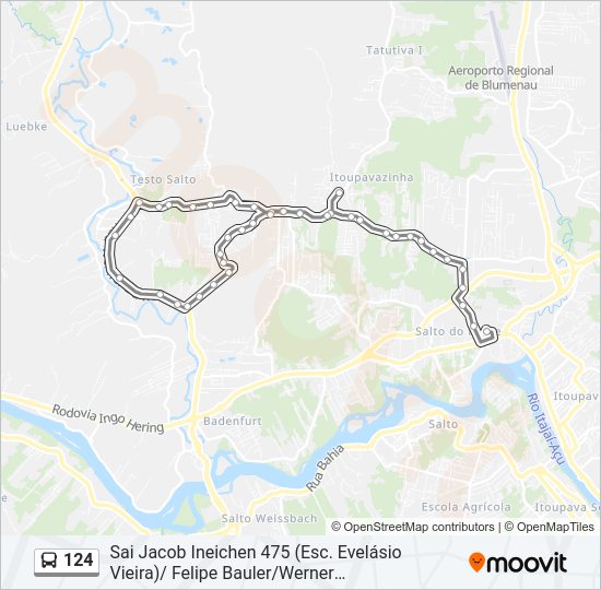 Mapa da linha 124 de ônibus