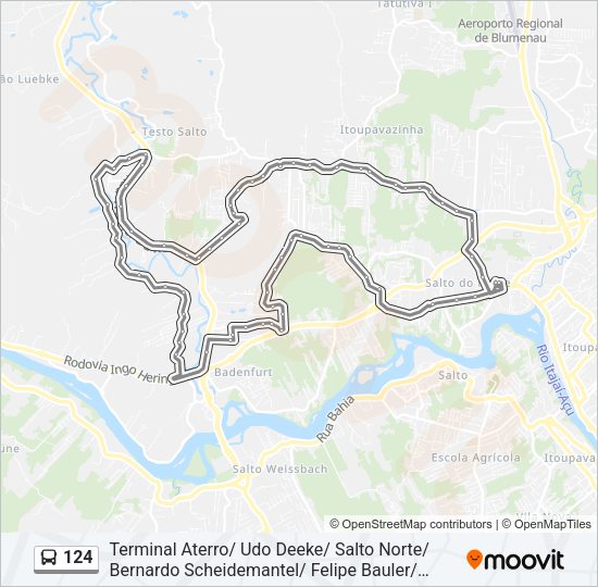Mapa da linha 124 de ônibus