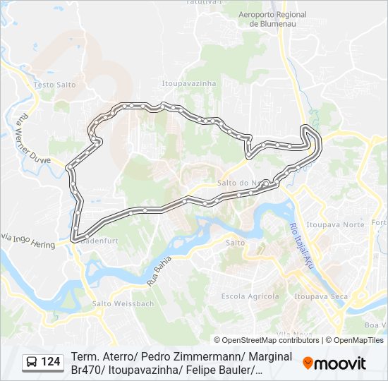 Mapa da linha 124 de ônibus