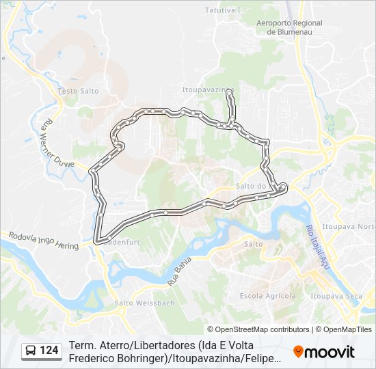 Mapa da linha 124 de ônibus