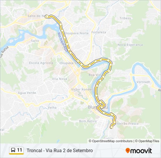 Mapa da linha 11 de ônibus