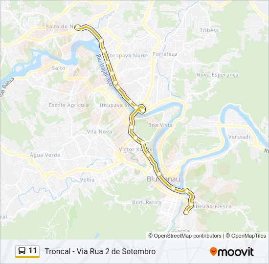 Mapa da linha 11 de ônibus