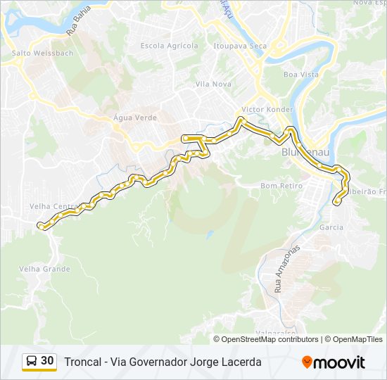 Mapa da linha 30 de ônibus