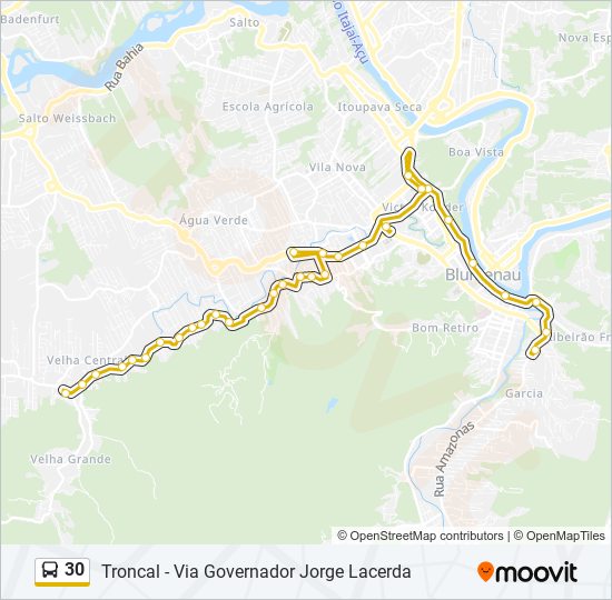 Mapa da linha 30 de ônibus