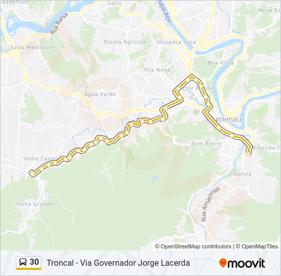 Mapa da linha 30 de ônibus