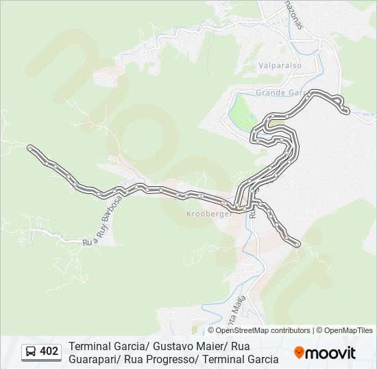 Mapa da linha 402 de ônibus