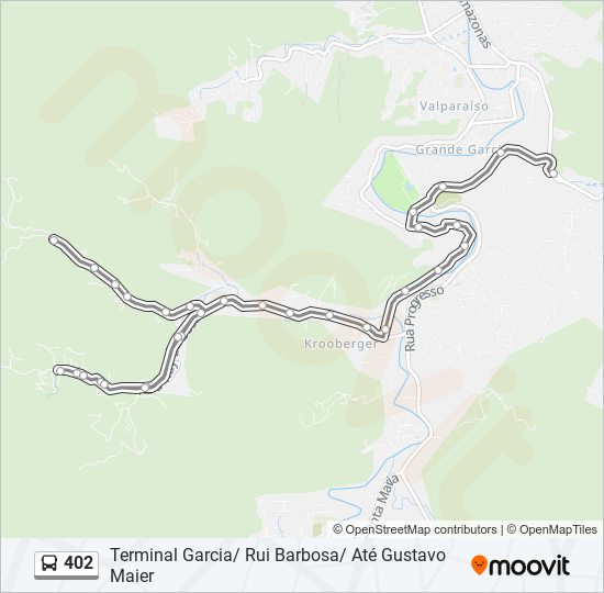 Mapa da linha 402 de ônibus