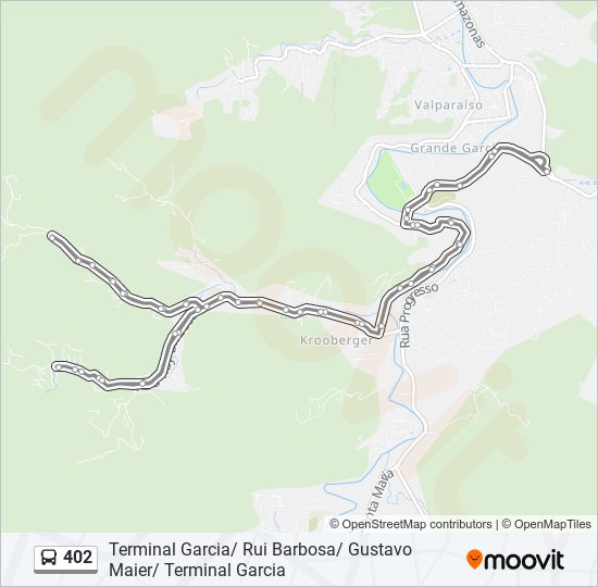 Mapa da linha 402 de ônibus