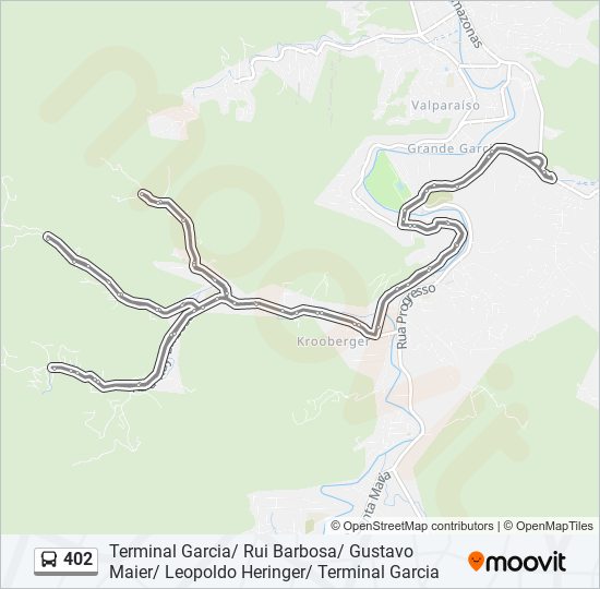 Mapa da linha 402 de ônibus