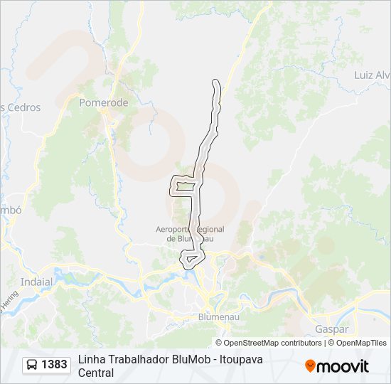 Mapa da linha 1383 de ônibus