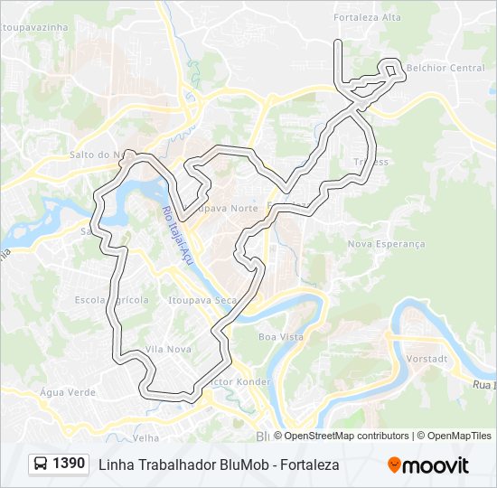 Mapa da linha 1390 de ônibus