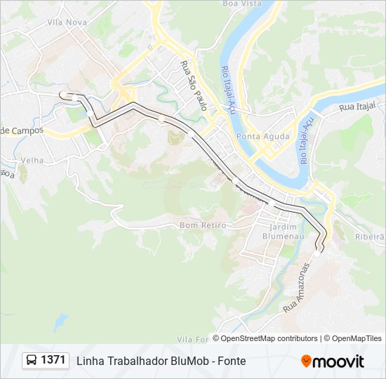 Mapa da linha 1371 de ônibus