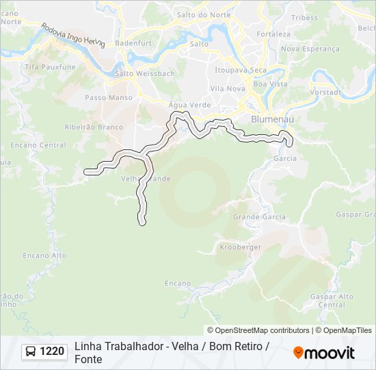 Mapa de 1220 de autobús