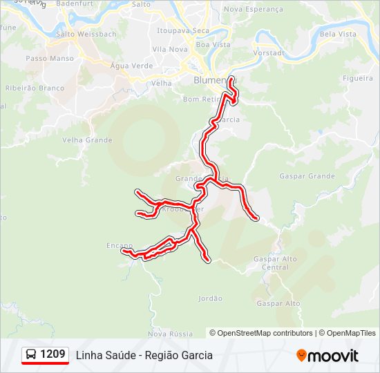 Mapa da linha 1209 de ônibus