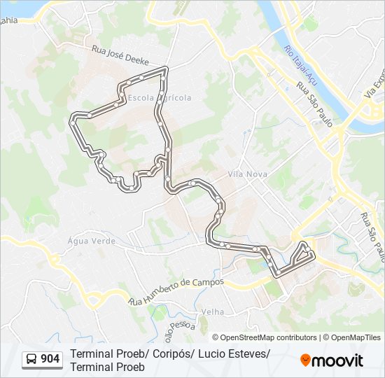 Mapa de 904 de autobús