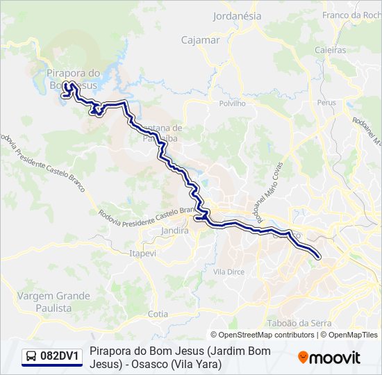 Mapa da linha 082DV1 de ônibus