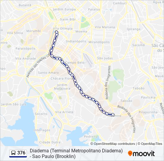 Mapa da linha 376 de ônibus